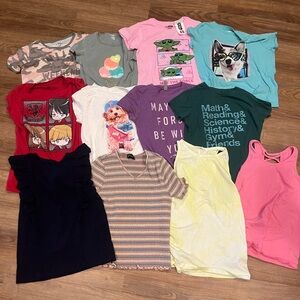 Grls 10/12 shirt lot- 24 short sleeve and tank tops